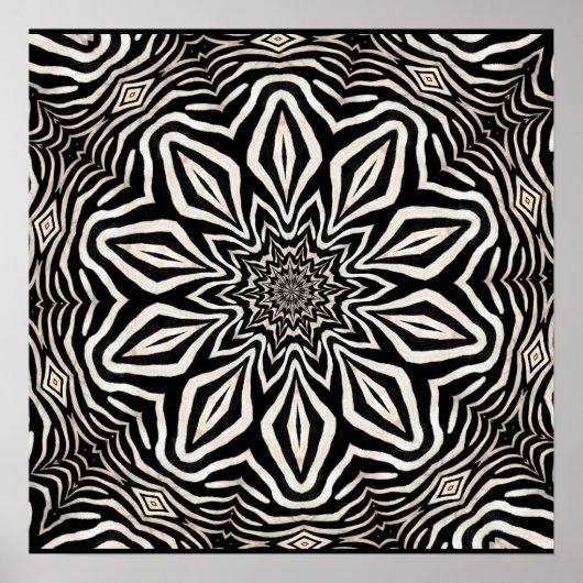 Zebra Fur Kaleidoskop Abstrakt Poster (Vorne)