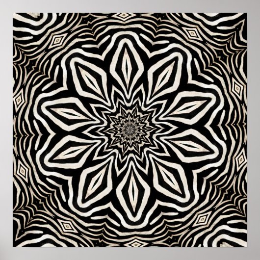 Zebra Fur Kaleidoskop Abstrakt Poster (Vorne)