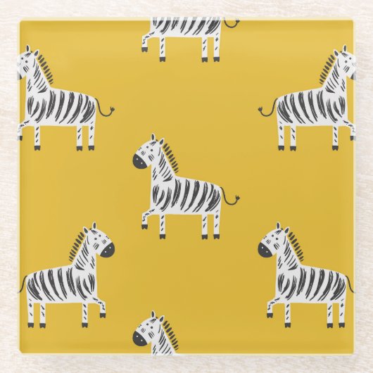 Zebra für Kinder: Nahtloses Muster Glasuntersetzer (Vorderseite)