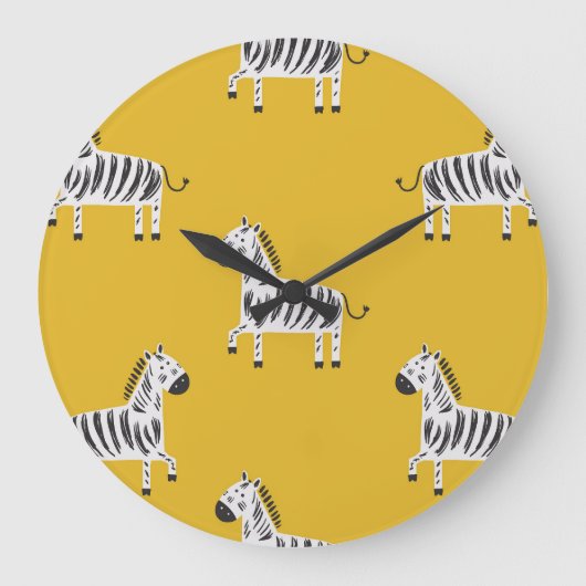 Zebra für Kinder: Nahtloses Muster Große Wanduhr (Vorderseite)