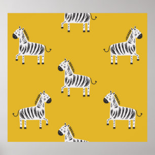 Zebra für Kinder: Nahtloses Muster Poster