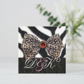 ZEBRA FUR,LEOPARER HAUTBOW,SCHWARZES DAMASK-MONOGR EINLADUNG (Stehend Vorderseite)