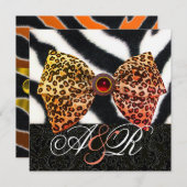 ZEBRA FUR,LEOPARER HAUTBOW,SCHWARZES DAMASK-MONOGR EINLADUNG (Vorne/Hinten)