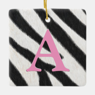 Zebra Fur Personalisierte Monogramm und Meldungspi Keramikornament