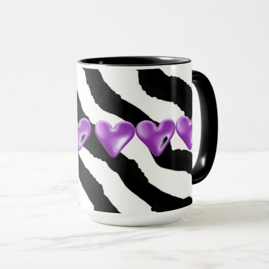 Zebra Fur Print mit Herz Tasse (VorderseiteRechts)