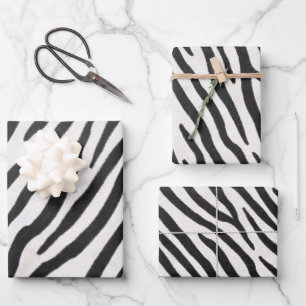 Zebra Fur Realistisch gestreifte Wild Animal Print Geschenkpapier Set