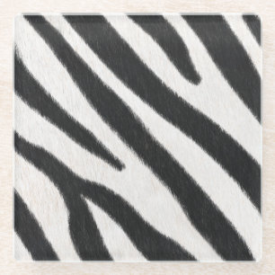 Zebra Fur Realistische Tierdruckexotie Glasuntersetzer