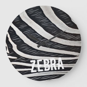 Zebra Fur Schwarz-Weiß-Design für Tierlover Große Wanduhr