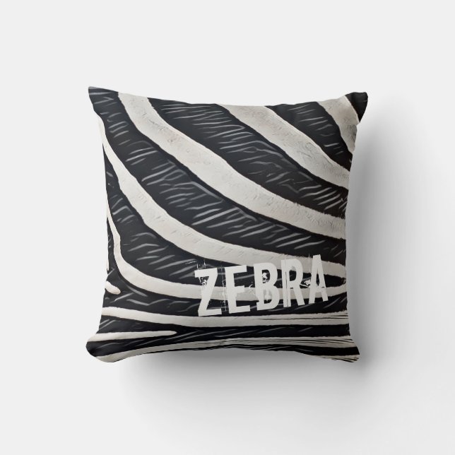 Zebra Fur Schwarz-Weiß-Design für Tierlover Kissen (Vorderseite)