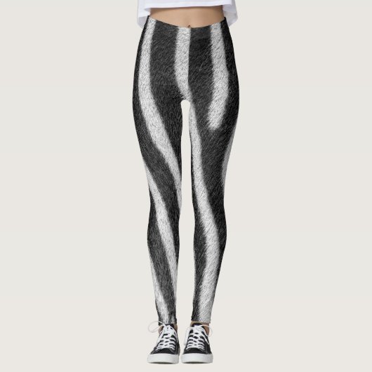 Zebra Fur Tiermuster Leggings (Vorderseite)
