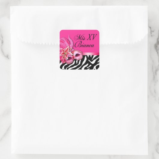 Zebra Fuschia Masquerade Quinceñera Sticker (Tasche)