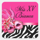 Zebra Fuschia Masquerade Quinceñera Sticker (Vorderseite)