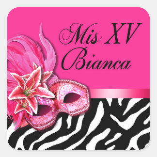 Zebra Fuschia Masquerade Quinceñera Sticker