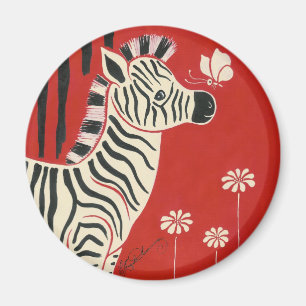 Zebra, Gänseblümchen & Schmetterling Magnet