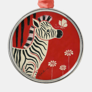 Zebra, Gänseblümchen & Schmetterling Ornament Aus Metall