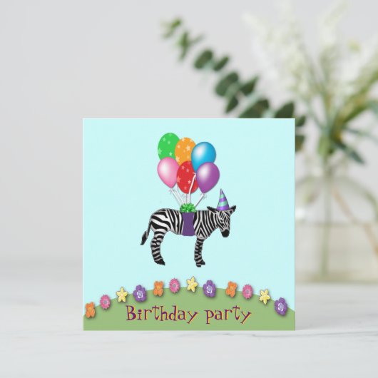 Zebra Geburtstag Einladung (Stehend Vorderseite)