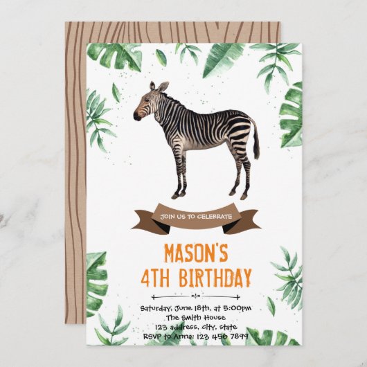 Zebra-Geburtstagsdusche Dankeskarte (Vorne/Hinten)