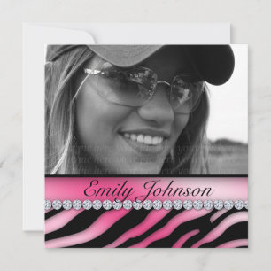 Zebra Geburtstagsfeier Pink Schwarz Schmuck Einladung