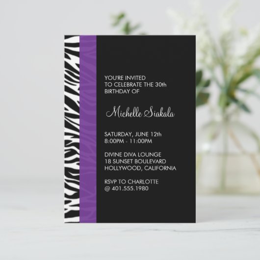 Zebra-Geburtstagsparty Einladung (Stehend Vorderseite)