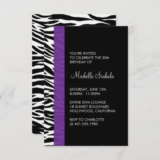 Zebra-Geburtstagsparty Einladung (Vorne/Hinten)