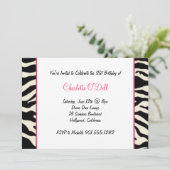 Zebra-Geburtstagsparty Einladung (Stehend Vorderseite)