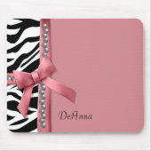 Zebra-Gemische in Rosa und Weiß Mousepad (Vorne)
