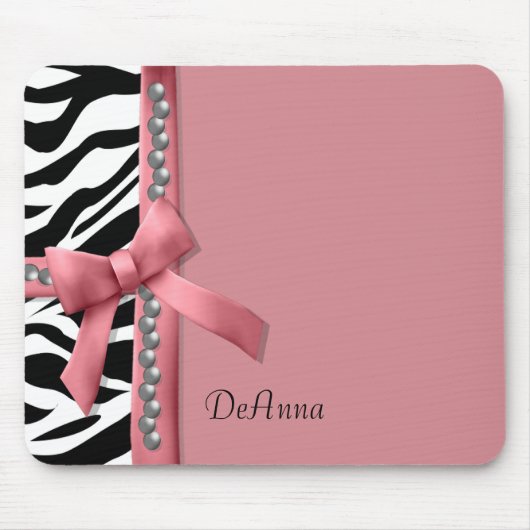 Zebra-Gemische in Rosa und Weiß Mousepad (Vorne)