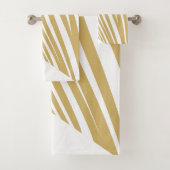 Zebra, geometrisch weiß und beige badhandtuch set (Insitu)