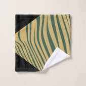 Zebra, geometrisch zyanisch, schwarz und beige badhandtuch set (Waschlappen)