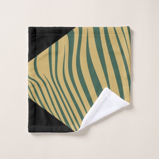 Zebra, geometrisch zyanisch, schwarz und beige badhandtuch set (Waschlappen)