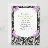 Zebra Gerahmte Party Einladung (Vorderseite)