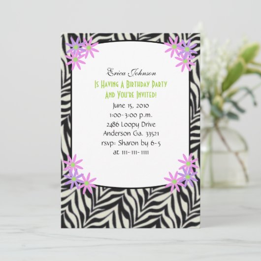 Zebra Gerahmte Party Einladung (Stehend Vorderseite)