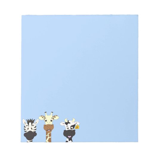 Zebra-Giraffe Kuh Cartoon Kinder Notizblock (Vorderseite)
