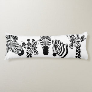 Zebra Giraffe Schwarz-Weiß-Skizze Kunst Seitenschläferkissen