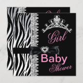 Zebra Girl Baby Dusche Princess Tiara Einladung (Vorne/Hinten)