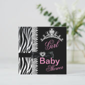 Zebra Girl Baby Dusche Princess Tiara Einladung (Stehend Vorderseite)