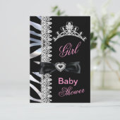 Zebra Girl Baby Dusche Princess Tiara Einladung (Stehend Vorderseite)