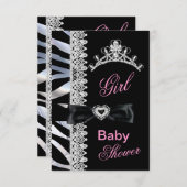Zebra Girl Baby Dusche Princess Tiara Einladung (Vorne/Hinten)