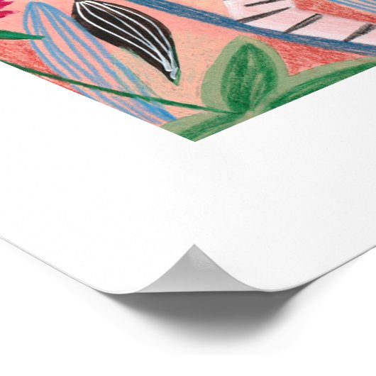 Zebra & Girl hellrosa Poster (Ecke)