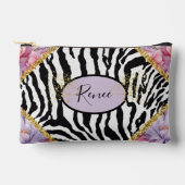 Zebra Glam goldenes Funkeln mit hellen Rose Zubehörtasche (Vorderseite)