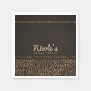Zebra Glanz Braungold Glam Party Chic Elegant Serviette