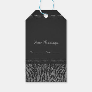 Zebra Glanz Silber Schwarz Glam Chic Party Favor Geschenkanhänger