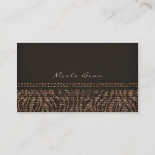 Zebra Glanzbraun Gold Glam Chic Elegant Bling Visitenkarte