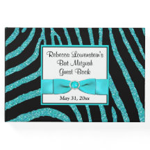 Zebra Glitzer Bat Mitzvah Guestbook