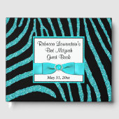 Zebra Glitzer Bat Mitzvah Guestbook Gästebuch (Vorderseite)