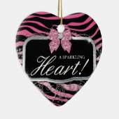 Zebra-Glitzer-Herz-Diamant-Bogen niedlich Keramikornament (Rechts)
