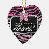 Zebra-Glitzer-Herz-Diamant-Bogen niedlich Keramikornament (Links)