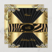 Zebra Gold Cream Leopard Black Birthday Party Einladung (Vorne/Hinten)