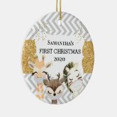 Zebra Gold Giraffe 2020 für Baby's First Christmas Keramik Ornament (Rechts)