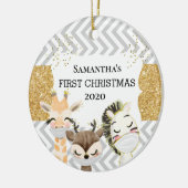 Zebra Gold Giraffe 2020 für Baby's First Christmas Keramik Ornament (Links)